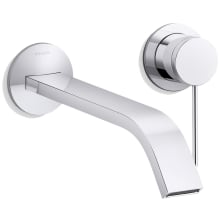 Components Single Handle Wall-Mount Bathroom Sink Faucet with Ribbon Spout and Thin Lever Handle
