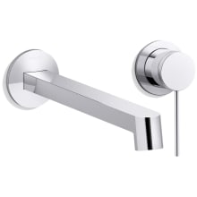 Components Single Handle Wall-Mount Bathroom Sink Faucet with Row Design Spout and Thin Lever Handle
