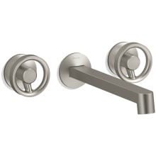 Components Double Handle Wall-Mount Bathroom Sink Faucet with Row Design Spout and Industrial Handles - Includes Rough-In Valve