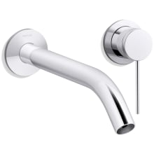 Components Single Handle Wall-Mount Bathroom Sink Faucet with Tube Spout and Thin Lever Handle