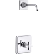 Pinstripe Shower Only Trim Package with Cross Handle - Less Shower Head and Rough In