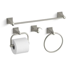 Memoirs Stately 18" Towel Bar, Towel Ring, Tissue Holder and Robe Hook