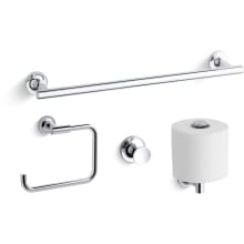 Purist 18" Towel Bar, Towel Ring, Tissue Holder and Robe Hook