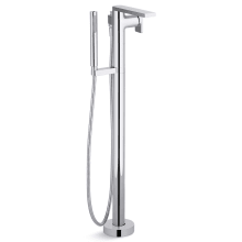 Composed Floor Mounted Tub Filler with Hand Shower and Built-In Diverter