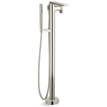 Composed Floor Mounted Tub Filler with Hand Shower and Built-In Diverter