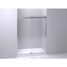 Kohler Levity 74" x 59-5/8" Bypass Frameless Shower Door with Clear Glass and Vertical Handles and 60" x 32" Bellwether Cast Iron Shower Receptor with Left Hand Drain