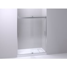 Kohler Levity 74" x 59-5/8" Bypass Frameless Shower Door with Clear Glass and Vertical Handles and 60" x 32" Bellwether Cast Iron Shower Receptor with Right Hand Drain