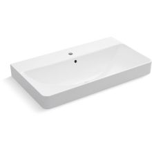 Vox Rectangular 35-7/16" Trough Vessel Bathroom Sink with Single Faucet Hole