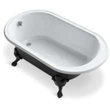 Iron Works Collection 66" Clawfoot Bath Tub with Black Exterior, Less Feet