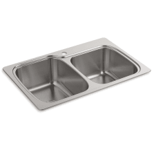 Verse 33" Double Basin Drop-In or Undermount Stainless Steel Kitchen Sink with SilentShield