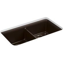 Cairn 33-1/2" Undermount Double Equal Bowl Neoroc Granite Composite Kitchen Sink with Right Sink Rack Included