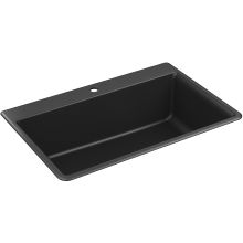 Kennon 33" Top or Undermount Single Bowl Neoroc Granite Composite Kitchen Sink with Bottom Sink Rack