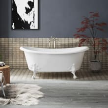 Artifacts 67" Free Standing Cast Iron Soaking Tub with Center Drain and Overflow - Claw Feet Sold Separately