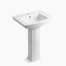 Archer 24" Rectangular Pedestal Bathroom Sink with Single Faucet Hole