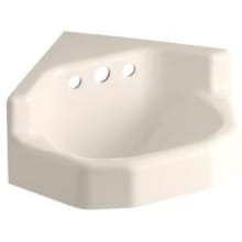 Marston 15" Cast Iron Wall Mounted Bathroom Sink with 3 Holes Drilled and Overflow