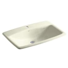 Man's Lav 24" Cast Iron Drop In Bathroom Sink with 1 Hole Drilled and Overflow