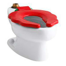 Primary elongated bowl toilet with seat