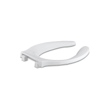 Stronghold Elongated Open-Front Toilet Seat with Anti-Microbial Agent, Integrated Handle and Check Hinge