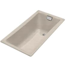 Tea-For-Two 60" Drop In/Three Wall Alcove/Undermount Cast Iron Soaking Tub with Reversible Drain and Overflow