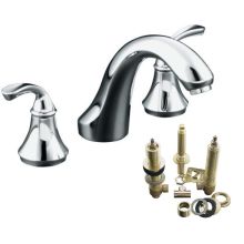 Forte Deck Mounted Roman Tub Filler and Rough In Valve with Sculpted Lever Handles