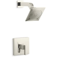 Loure Single Handle Rite-Temp Pressure Balanced Shower Valve Trim with Single Function Shower Head and Metal Lever Handle
