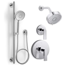Composed Pressure Balanced Shower System with Shower Head, Hand Shower, Valve Trim, and Shower Arm
