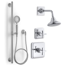 Pinstripe Pressure Balanced Shower System with Shower Head, Hand Shower, Valve Trim, and Shower Arm