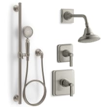 Pinstripe Pressure Balanced Shower System with Shower Head, Hand Shower, Valve Trim, and Shower Arm