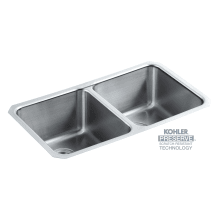 Undertone 31-1/2" Double Basin Scratch Resistant Undermount 18-Gauge Stainless Steel Kitchen Sink with SilentShield® and Preserve