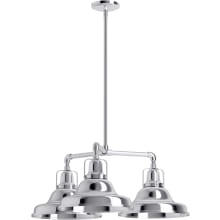 Hauksbee 30" Wide 3 Light Chandelier with Domed Metal Shades