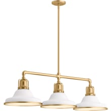Hauksbee 42" Wide 3 Light Linear Chandelier with Domed Metal Shades