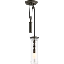 Damask 13" Tall Single Light Clear Glass Adjustable Pulley Pendant