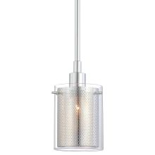 Grid II 1 Light 5" Wide Mini Pendant with Clear Glass Cylinder Shade