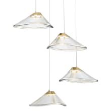 Sneer 4 Light 23-1/2" Wide Integrated LED Multi Light Pendant with Tinted Pressed Glass