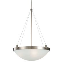 Suspended 4 Light 21" Wide Bowl Shaped Pendant with White Frosted Glass