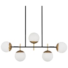 Alluria 5 Light 36" Wide Linear Chandelier with Etched Opal Glass Shades