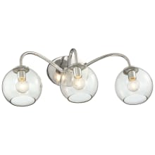 Exposed 3 Light 21-3/4" Wide Bathroom Vanity Light with Smoked Glass Shades
