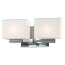 Cubism 2 Light 13-3/4" Wide Bathroom Vanity Light with Mitered White Glass Shade