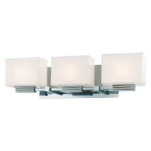 Cubism 3 Light 21-1/2" Wide Bathroom Vanity Light with Mitered White Glass Shade