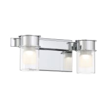 Herald Square 2 Light 13" Wide LED Vanity Light with Frosted and Clear Glass Shades