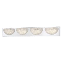 Modern Ice 4 Light 32" Wide LED Vanity Light with Crackle Glass Shades