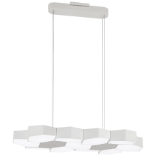 Hexacomb 32-1/2" Wide Integrated LED Linear Chandelier with Frosted Acrylic Shades