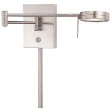 1 Light 6.25" Height LED Plug In Wall Sconce in Brushed Nickel with Round Shade from the George's Reading Room Collection