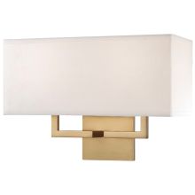 2 Light 16" Wide Wall Sconce in Honey Gold with Rectangle Shades from the On the Square Collection