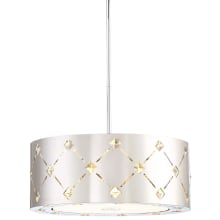 Crowned 16" Wide Convertible Integrated LED Pendant / Semi-Flush Ceiling Fixture with Crystal Accents