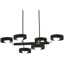 Lift Off 6 Light 38" Wide Linear Chandelier with Etched Glass Shades