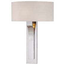 1 Light 16.75" Tall ADA Energy Efficient Wall Sconce with Cloth Shade from the On the Square Collection