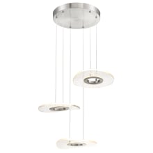 Light Ray 3 Light 17" Wide Integrated LED Abstract Multi Light Pendant with Clear Acrylic Shades