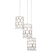 Missing Link 3 Light 18" Wide Multi Light Pendant with White Linen Shades