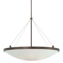 Suspended 6 Light 34-1/2" Wide Bowl Shaped Pendant with Etched White Glass